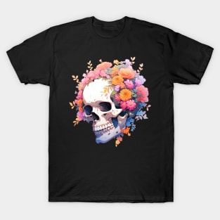 Bones And Botany Skull And Flowers T-Shirt